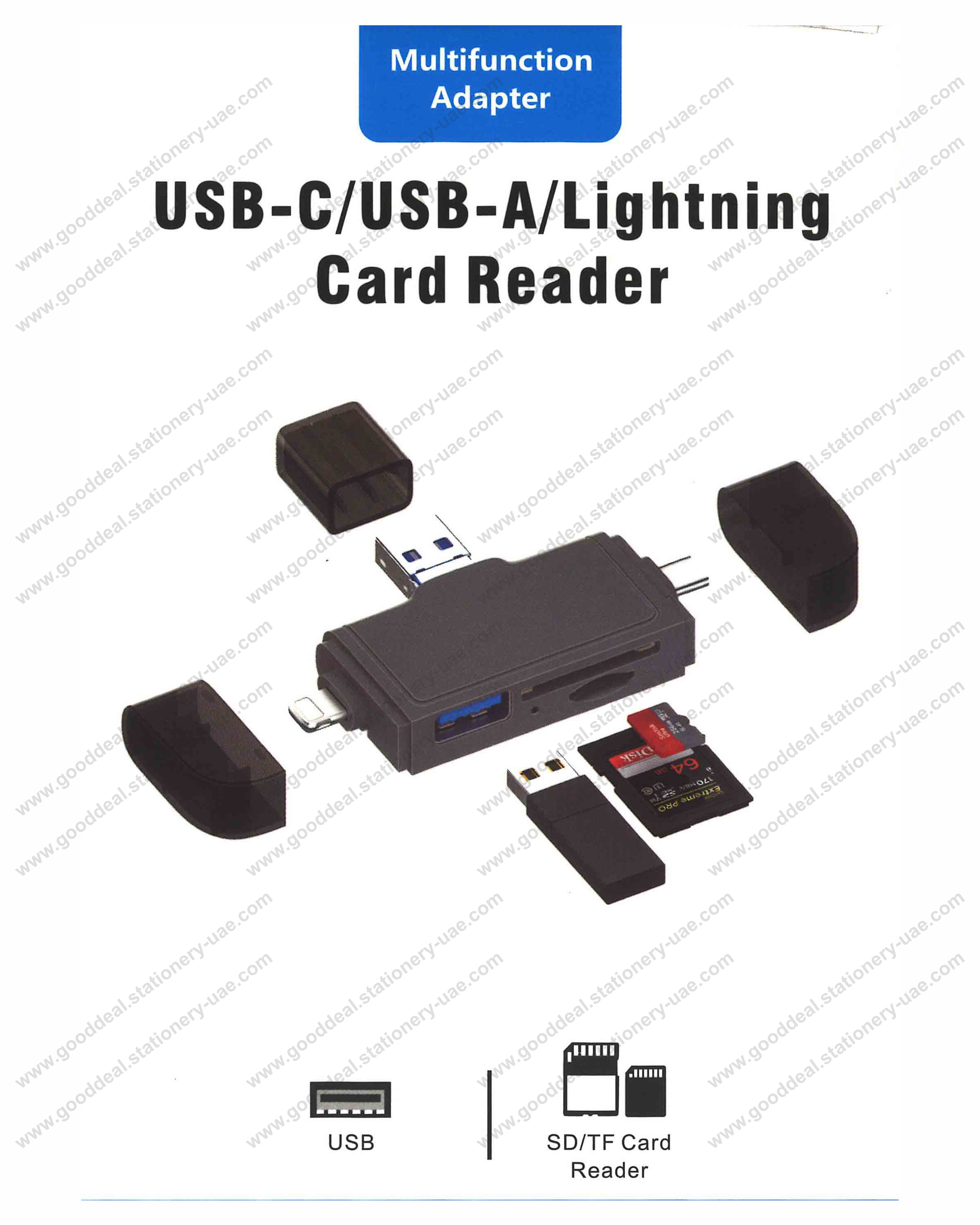 7 in 1 Multifurcation Adapter USB-C USB-A Lightning